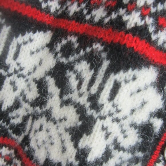 Vtg Cambridge Dry Goods Womens L Black Red Nordic 100% Wool Cardigan Sweater - Picture 9 of 9